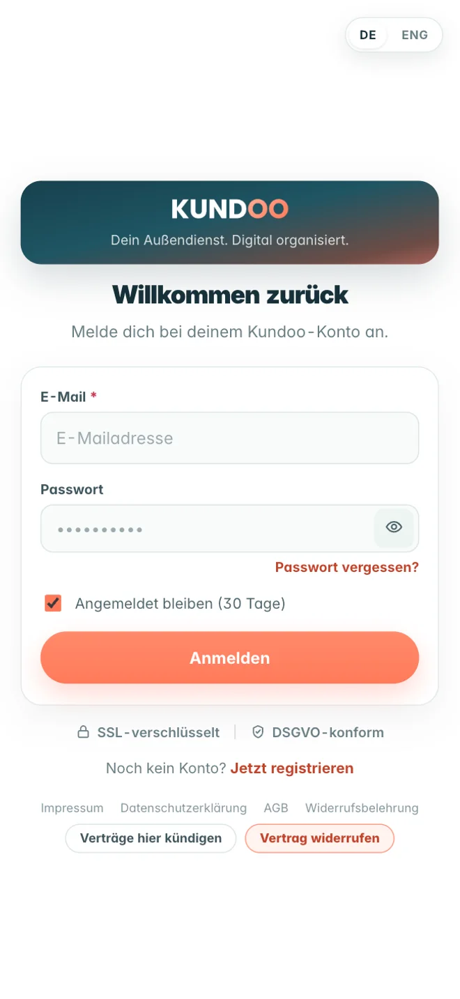 Kundoo als Web-App auf dem iPhone: eigenes Fenster ohne Browserrahmen, Dunkelmodus (iPhone)